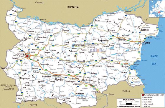 Road map of Bulgaria