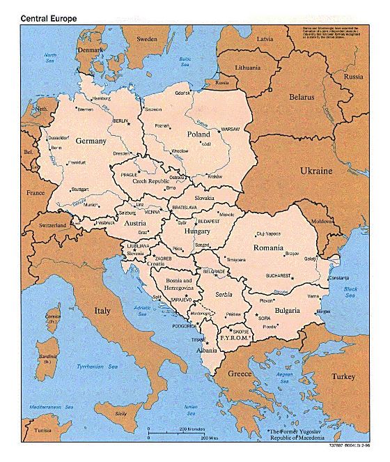 Political map of Central Europe - 1996