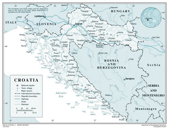 Large political map of Croatia