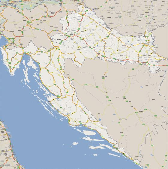 Large road map of Croatia