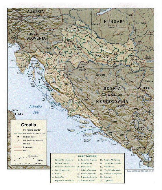 Political and administrative map of Croatia - 2001