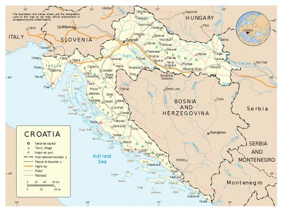 Political map of Croatia