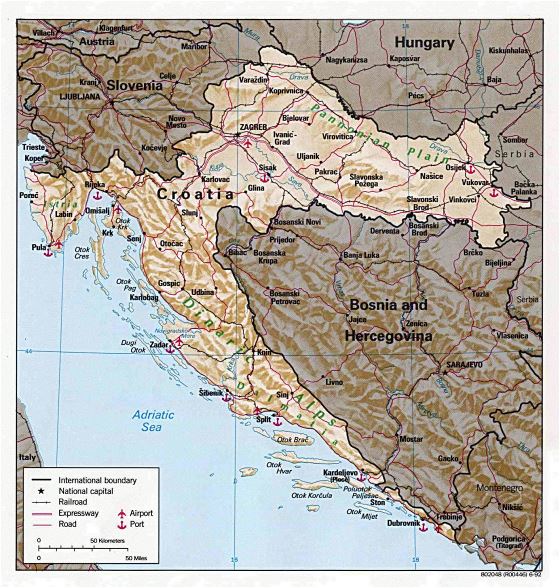 Political map of Croatia's - 1992