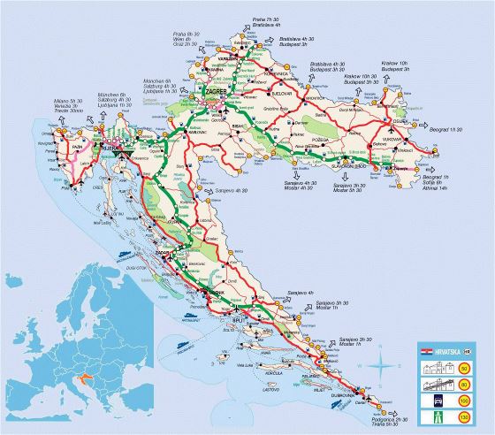 Road map of Croatia