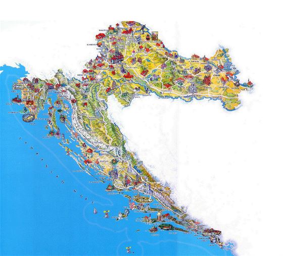 Tourist illustrated map of Croatia
