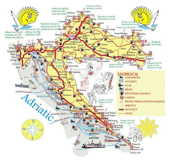 Travel map of Croatia