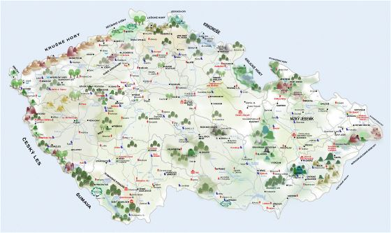 Large castles map of Czech Republic