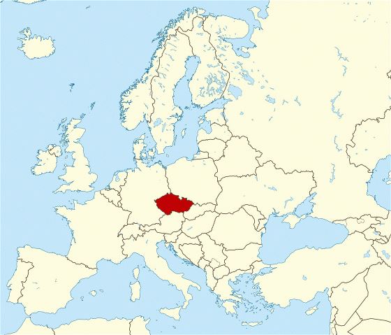 Large location map of Czech Republic