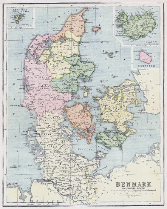 Large detailed old political and administrative map of Denmark - 1808