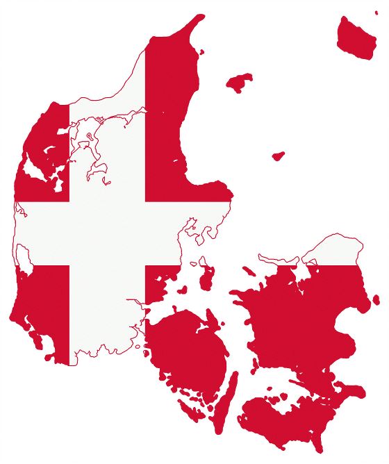 Large flag map of Denmark