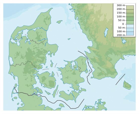 Large physical map of Denmark