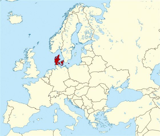 Location map of Denmark in Europe