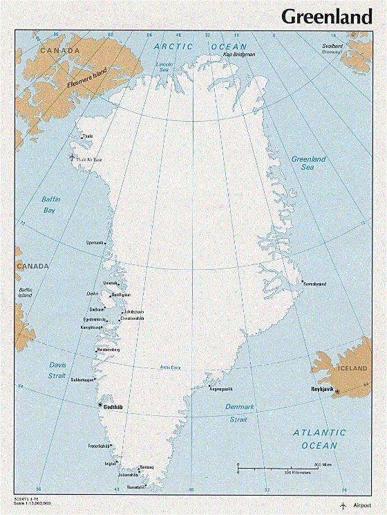 Political map of Greenland - 1976