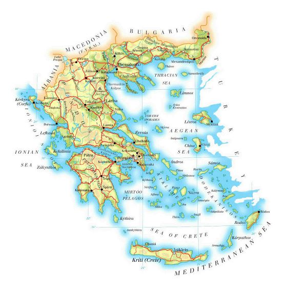 Elevation map of Greece