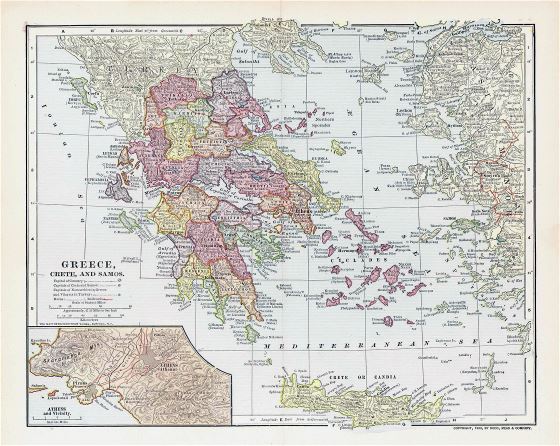 Large detailed old political and administrative map of Greece - 1903