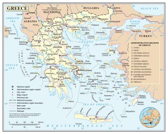 Large detailed political and administrative map of Greece