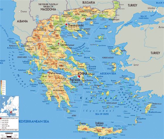 Physical map of Greece | Greece | Europe | Mapslex | World Maps