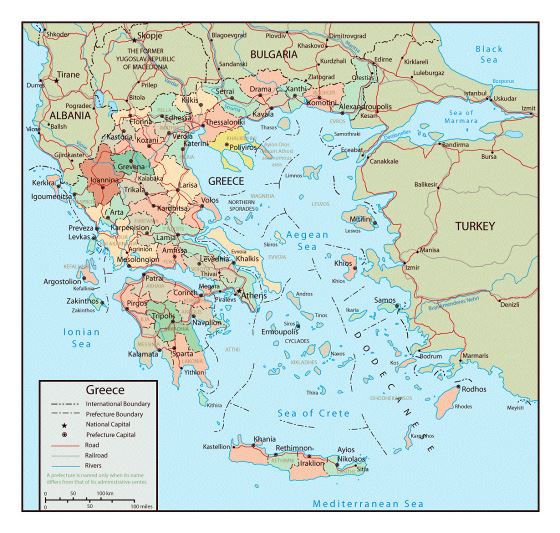 Political and administrative map of Greece