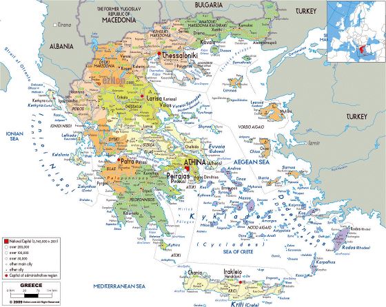 Political and administrative map of Greece