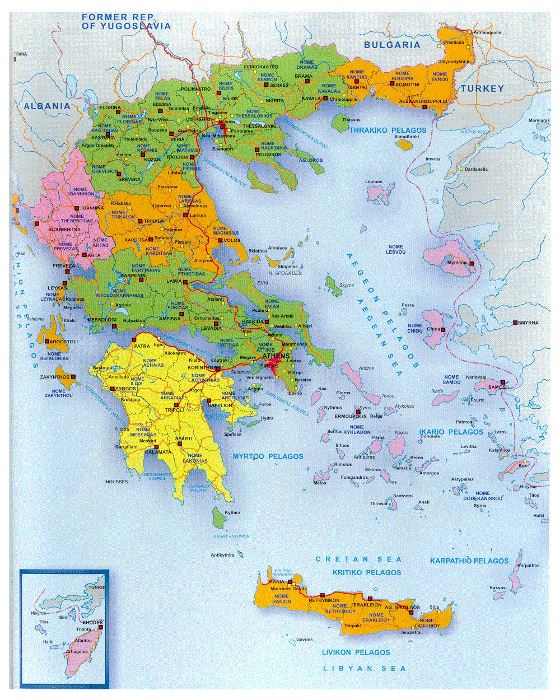Political and administrative map of Greece