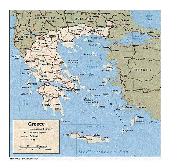 Political map of Greece - 1984