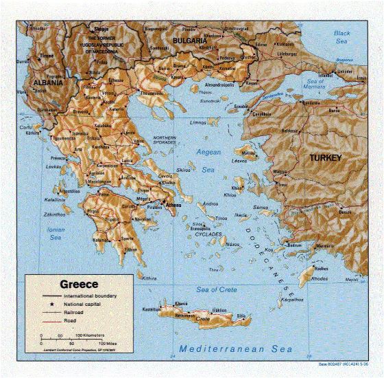 Political map of Greece - 1996