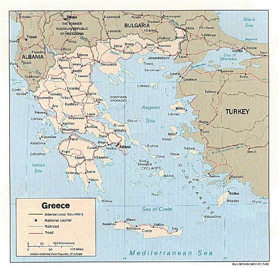 Political map of Greece - 1996