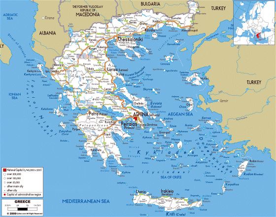 Road map of Greece