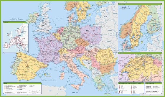 In high resolution map of railroads of Europe