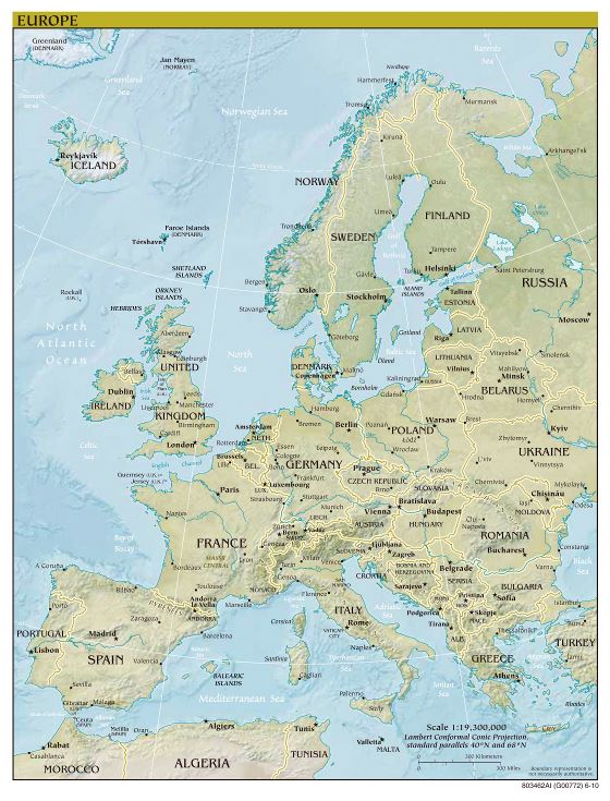 Large detailed political map of Europe - 2010