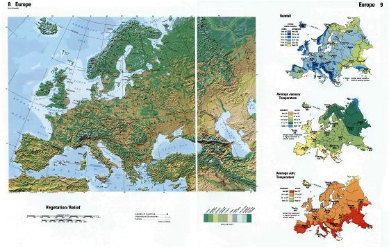 Large detailed relief map of Europe