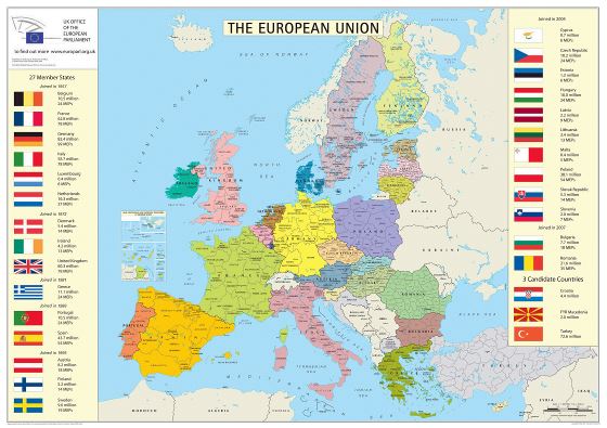 Large European Union Member States map
