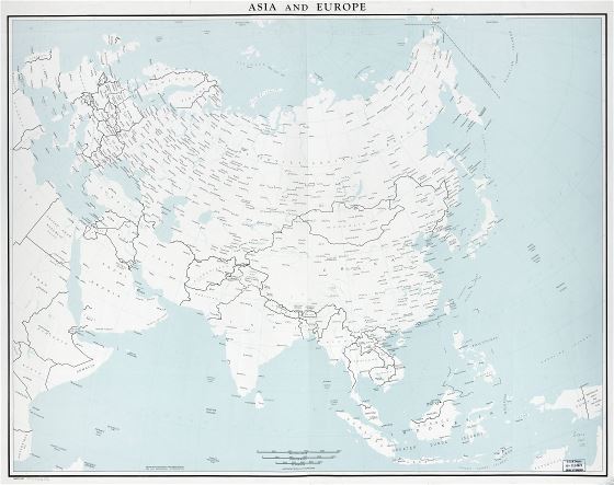 In high resolution old political map of Asia and Europe - 1967