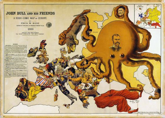 Large a serio comic map of Europe - 1900