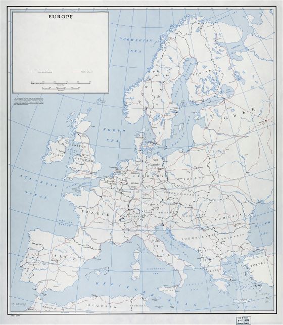 Large detailed old political map of Europe - 1960