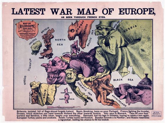 Large latest war map of Europe - 1835-1875