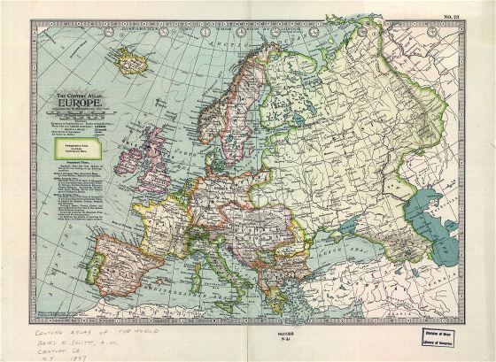 Large old political map of Europe - 1897