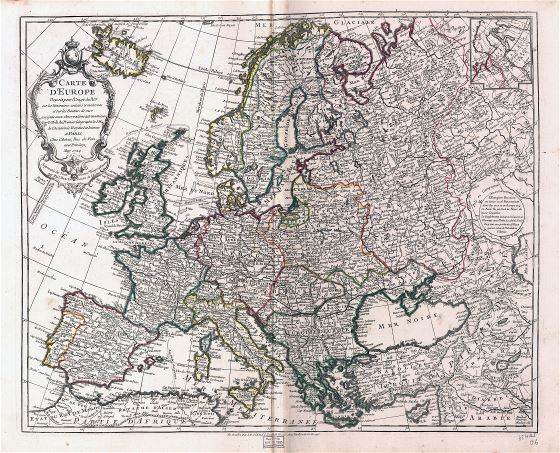 Large scale old political map of Europe - 1769
