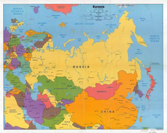Large scale political map of Eurasia - 2006