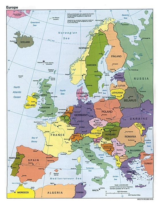 Political map of Europe - 1993