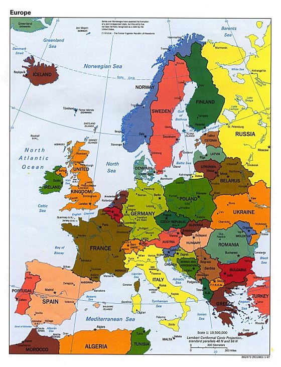 Political map of Europe - 1997