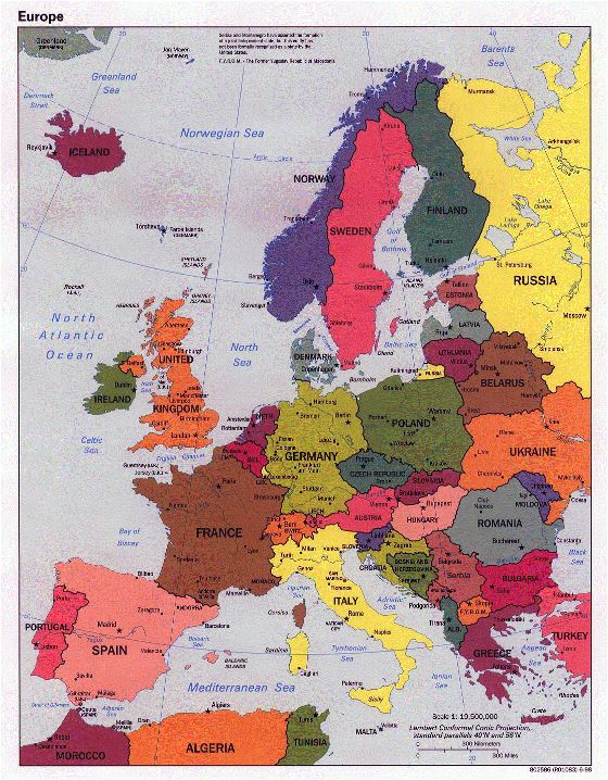 Political map of Europe - 1998