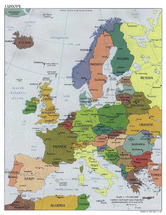 Political map of Europe - 2001