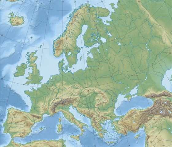 Relief map of Europe