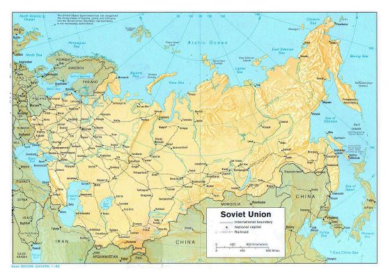 Large political map of the USSR - 1986