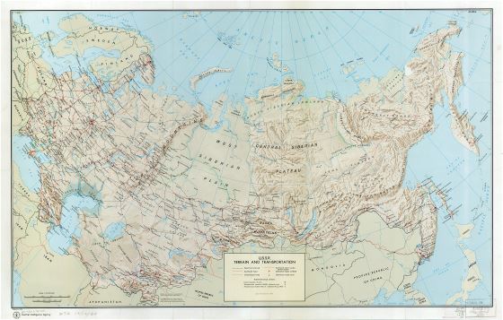 Large scale terrain and transportation map of the USSR - 1974