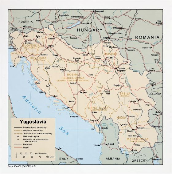 Large detailed political map of Yugoslavia - 1981 | Yugoslavia | Europe ...