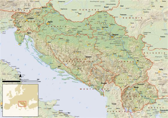 Large detailed political map of Yugoslavia
