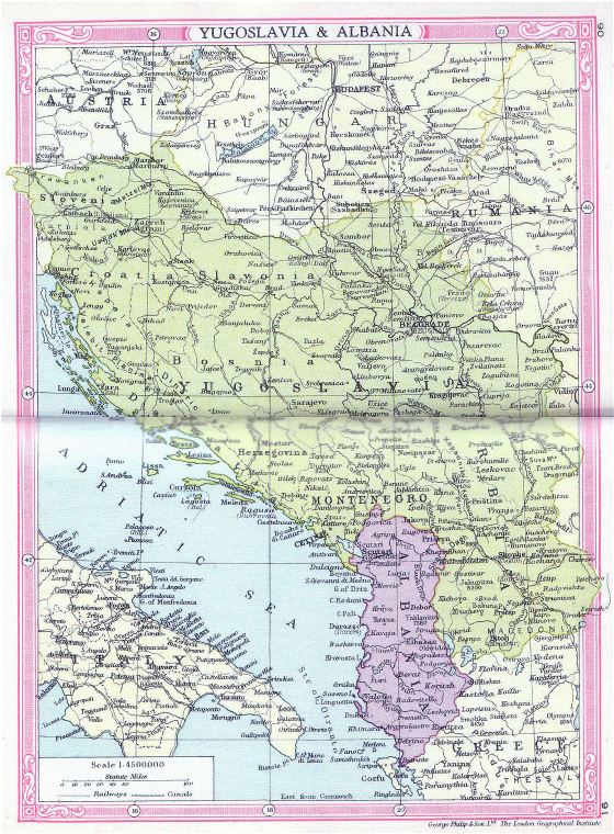 Large old map of Yugoslavia and Albania - 1935