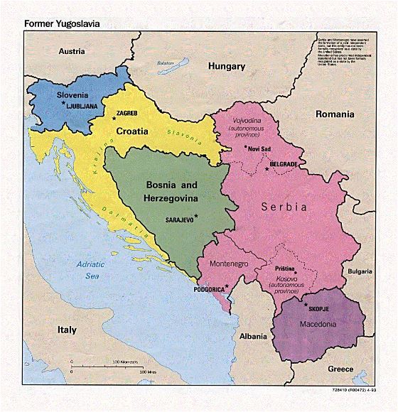 Political map of the Former Yugoslavia - 1983